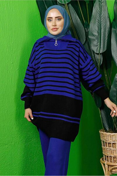 TRENDTESETTÜR Women's Navy Blue (S Cobalt Knitwear Tunic t 3208-1