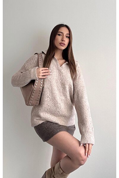 fujya Polo Neck Hair Knitwear Sweater