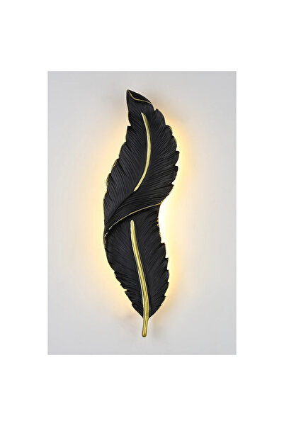 Hammer Modern style black feather wall sconce, 62 cm long x 16 cm wide