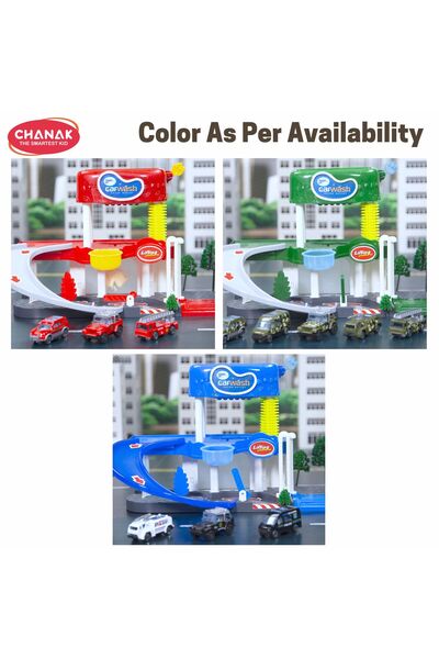 Chanak Fire Truck Car Wash Playset For Kids 1 Layer Sliding Track With Light