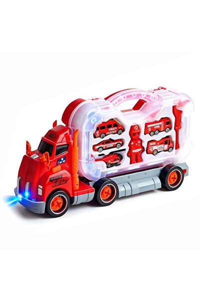 Chanak Fire Rescue Diy Tool Truck Play Set With Light & Projection Effect, Firefighter Vehicle Kit