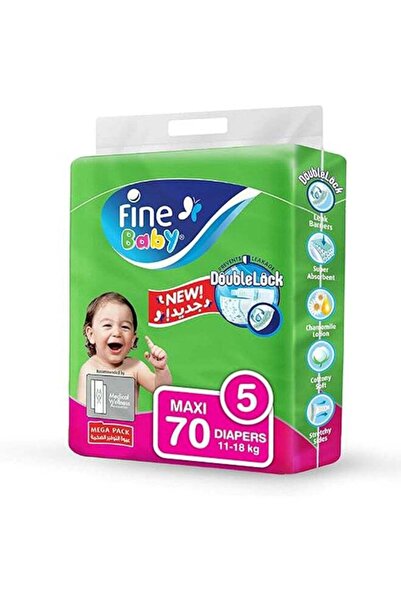 Fine Baby حفاضات مقاس 5 (11-18 كجم) عبوة ماكسي ميجا 70 قطعة - تقنية القفل الم...