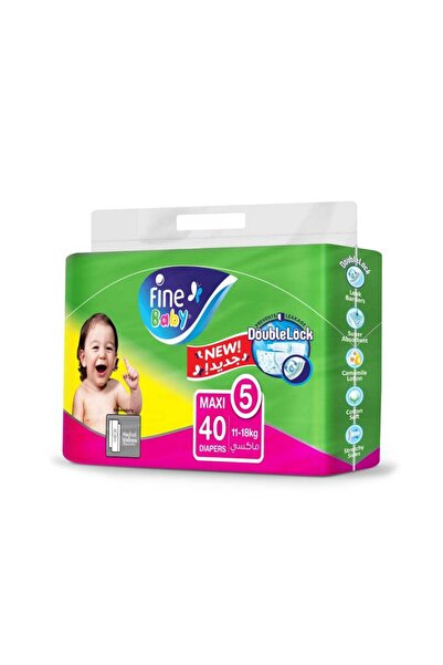 Fine Baby Double Lock Maxi Diapers, Jumbo Pack, Size 5 (11-18 Kgs), 40 Count
