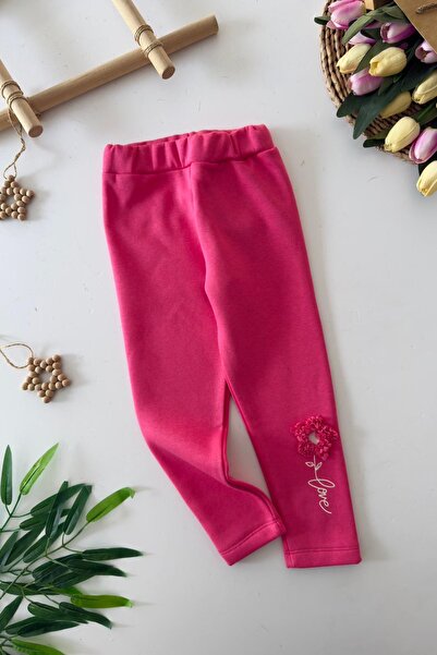 Minigimin Cicileri Leggings pentru fetiță cu broderie florală - Fuchsia