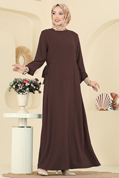 ModaMerve Yandan Bağcıklı Aerobin Elbise 5007MDA386-MS Kahve
