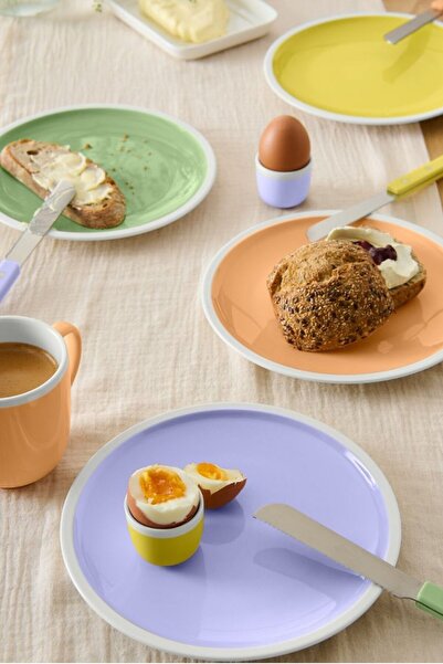 Tchibo 4 Pieces Porcelain Breakfast Plates, Multicolor