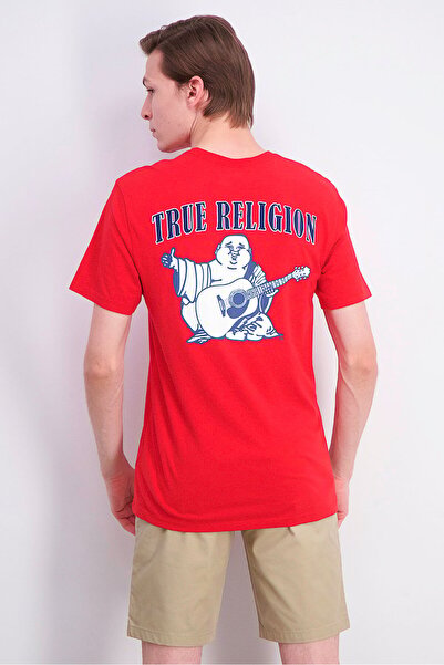True Religion Men Crew Neckline Short Sleeve Logo T-shirt, Red