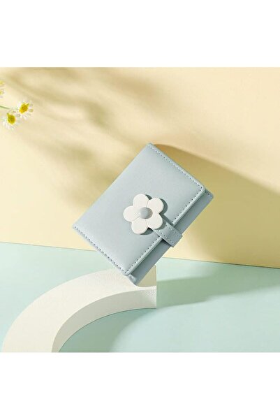 genernic Small Blue Floral Wallet Women Girls Tri Fold PU Leather Card Holder Coin Pocket ID Window Cute