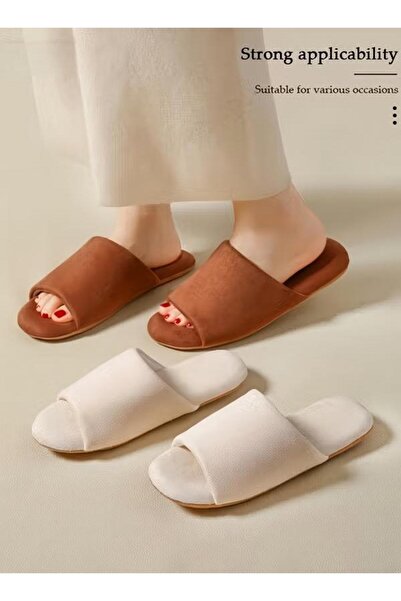 DOMEET House Slippers Men's and Women's Washable Cotton Slippers, Open Toe Non-Slip Soft Sole Shoes