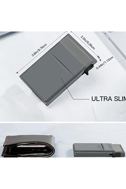 genernic Grey Aluminum Pop Up Wallet Men RFID Blocking Card Holder Slim Front Pocket Money Case Gift