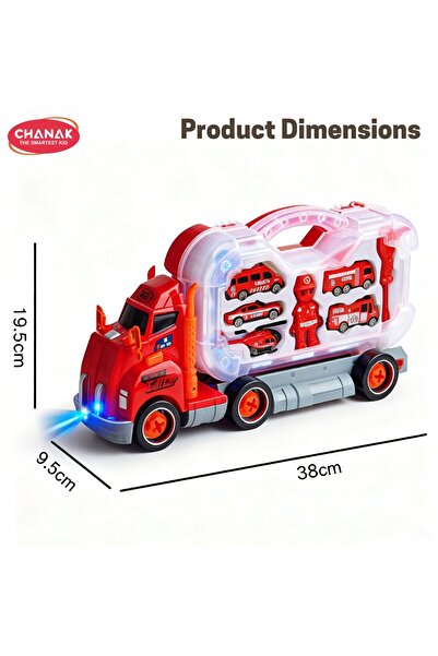 Chanak Fire Rescue Diy Tool Truck Play Set With Light & Projection Effect, Firefighter Vehicle Kit