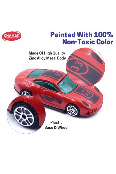 Chanak Die-Cast 3rd Model Metal Racing Car Set, Free Wheel Toy Cars for Kids 3+