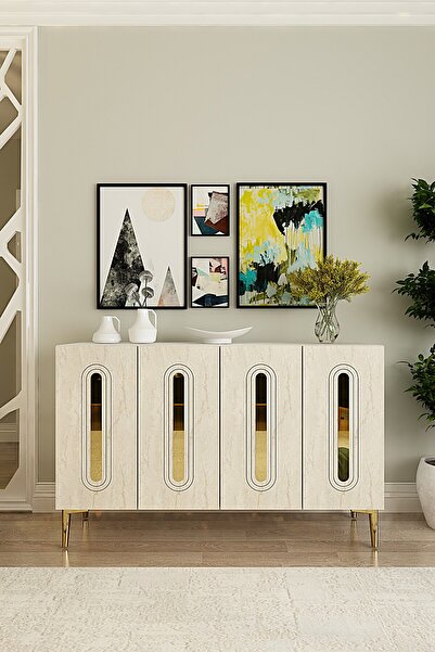 CENEYRA KA1206BTG RANY120 KONSOL, KAHVE KÖŞESİ ve TV SEHPASI BEYAZ-TRAVERTEN ...