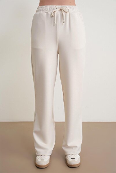 Mixray 4785 women's premium modal palazzo flowy wide leg pants natural