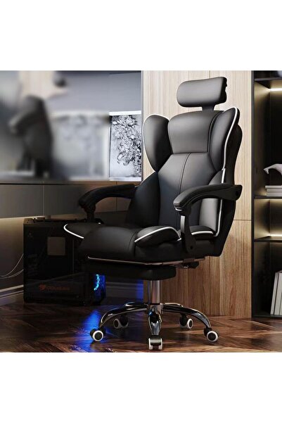 fulina كرسي ألعاب بقاعدة فولاذية، كرسي كمبيوتر مريح يدور بزاوية 360 درجة، عالي التحمل، مناسب لأعمال الألعاب، لون أسود