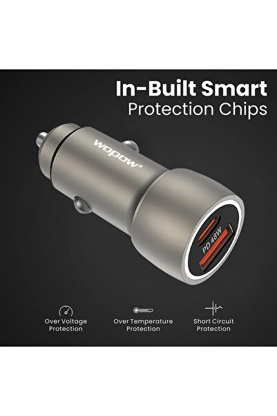 wopow 48W USB C Car Charger, Dual Port Fast Charger with PPS for iPhone & Android