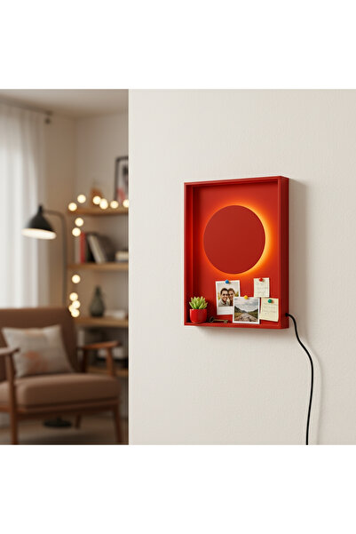 MOİRA Red 5W Led Lighted Wall Panel Night Light Sconce Photo Shelf,Harli-15700