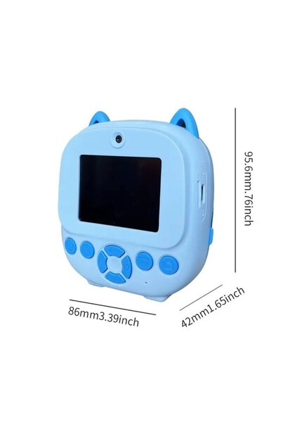Blusmart Kids instant-print camera, 24MP, 1080P, 2.4" color LCD, paper roll included, Blue
