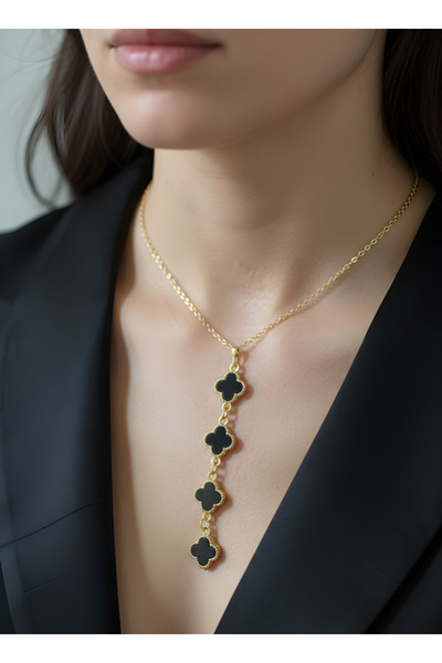 TURBİJ قلادة نسائية بسلسلة رفيعة مطرزة بحجر العين الشريرة على شكل قلب