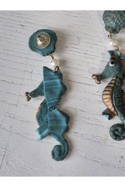 Edi Antik Sea Horse Earrings Retro Era Product. Unused, in Clean Condition. Retro Era Product