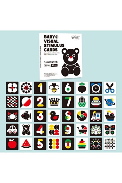 OEM Set de 40 de carduri de stimulare vizuală și cognitivă pentru bebeluși, n...