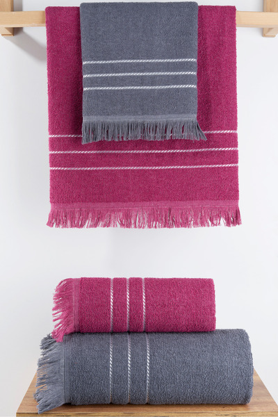 Comfort Home 4-Piece Cotton Bath Towel Set Turkish Bath Set, Hand, Face, Head and Body, 2 Pieces 40X80Cm + 2 Pieces 70X140Cm