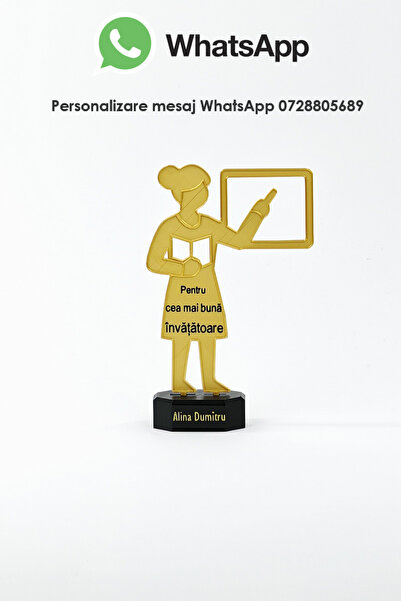 ChillOutlet Trofeu personalizat pentru profesor cu nume și rol 20,5×13 cm