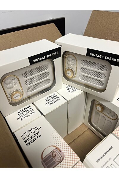 VINTAGE SPEAKER Mini Retro Portable Radio Soundvox DW13BT, Built-in Battery, Bluetooth, AUX, USB, TF Card, White