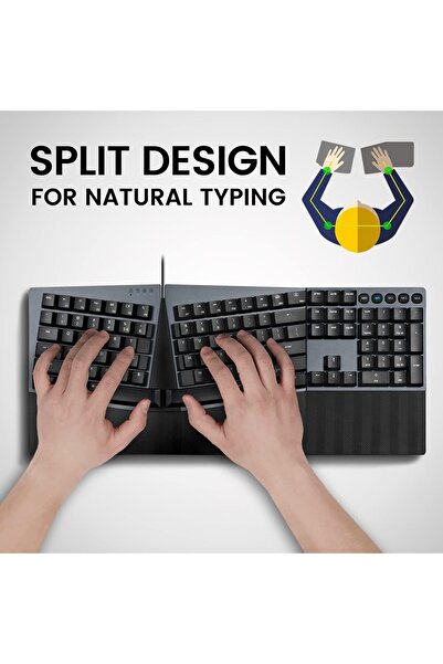 Perixx PERIBOARD-535BR Wired Ergonomic Mechanical Split Keyboard - Brown Tactile (US English)