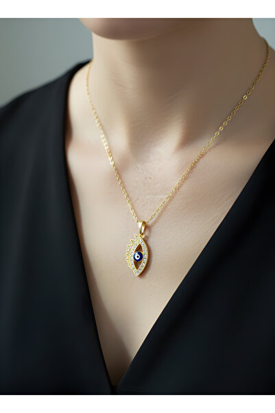 TURBİJ Four-leaf clover detailed gold-tone elegant women's y-necklace