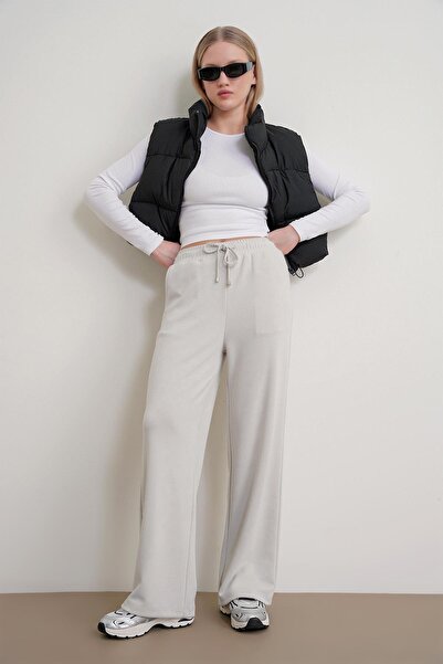 Mixray 4785 women's premium modal palazzo flowy wide leg pants - grey