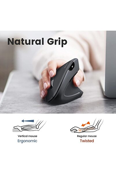 Perixx PERIDUO-813B Wireless Ergonomic Compact Keyboard & Vertical Mouse Bundle - Black (US English)