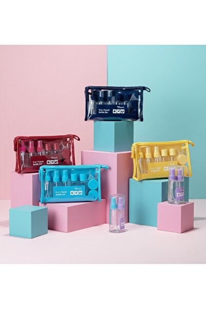 TARIK HOME 9 Piece Travel Grooming Set Travel Size Refillable Grooming Set (with Zippered Transparent Bag)