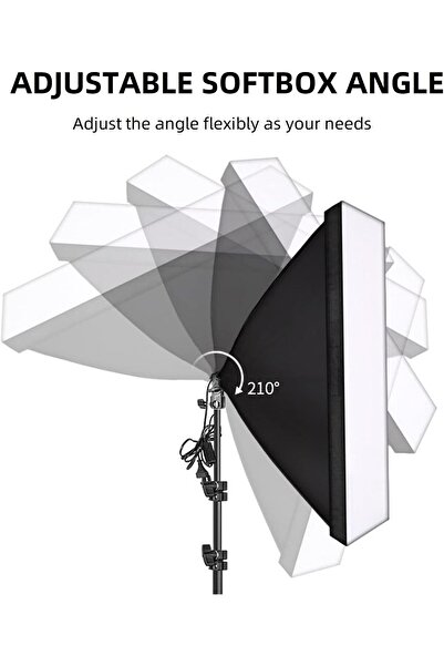 eWINNER Photography Rectangle Continuous SoftBox Lighting Kit 2x 50x70cm with 2 Light Stands