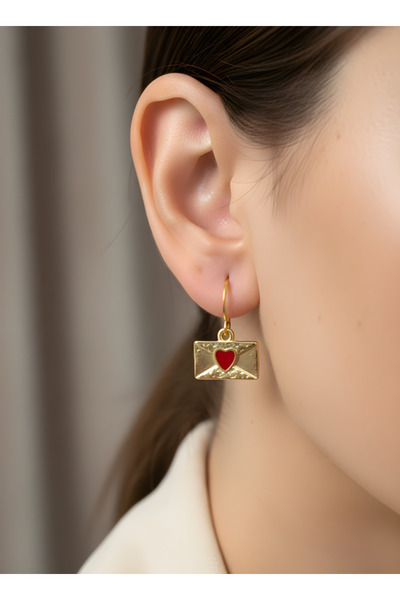 TURBİJ أقراط نسائية على شكل ظرف بحرف على شكل قلب