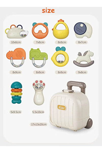 Generic 10-piece baby rattle set, baby teething toys, with storage box