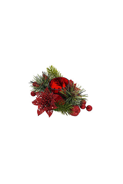 Christmas Magic حامل شموع زجاجي مزخرف أحمر 15 سم