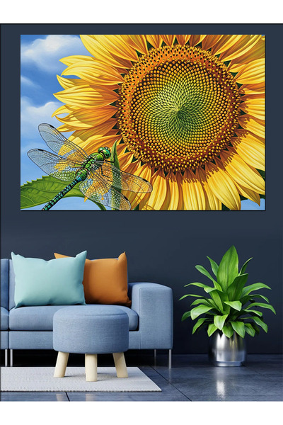 KanvasSepeti Libelula verde și pictură în ulei de înaltă calitate texturat Pâ...