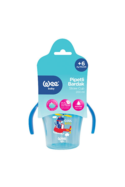 Wee Baby 221 Glass with Straw 12 Months+ 200 ml - Blue
