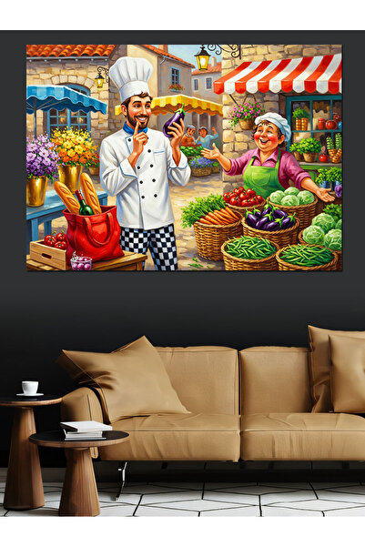 KanvasSepeti Cumpărături pe piață Pictură în ulei de înaltă calitate texturat...