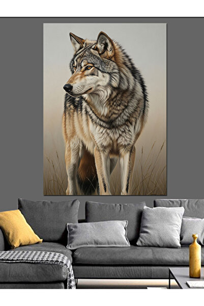 KanvasSepeti White Wolf Animal Pictură în ulei de înaltă calitate texturat Pâ...