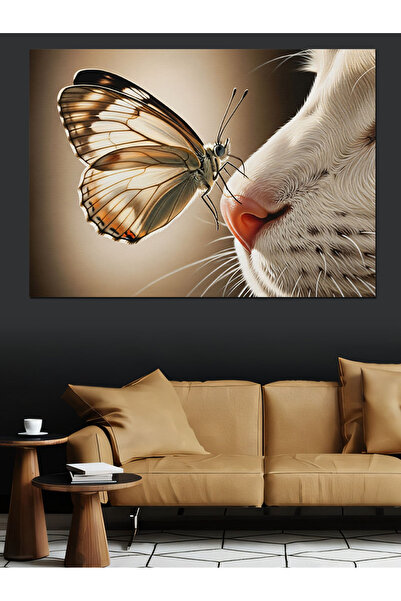 KanvasSepeti pisică Pictură în ulei de înaltă calitate pe pânză texturat Canv...