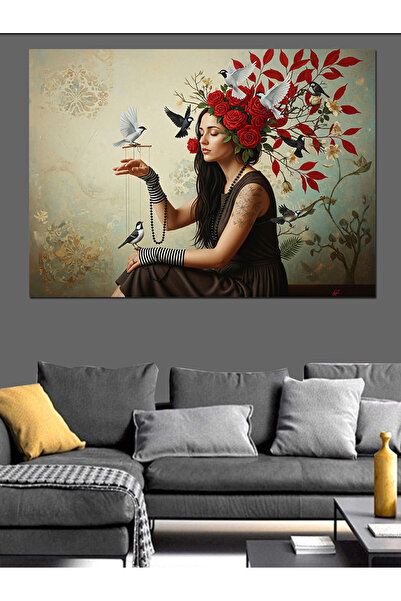 KanvasSepeti Κόκκινο λουλούδι Υψηλής ποιότητας ελαιογραφία Με υφή Καμβάς Καμβ...