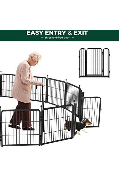NKX Heavy Duty Luxury Open Foldable Pet Cage with and Door 8 piece of Fence