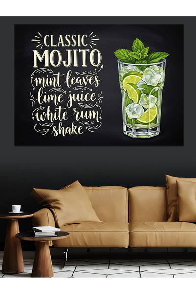 Artmeg Meniu Cocktail Mojito Clasic Pânză Decorativă - Tablou din Lemn MDF