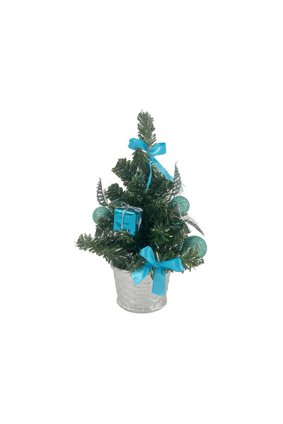 Christmas Magic Decorated Table Tree Turquoise 20cm