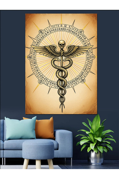 KanvasSepeti Snakey Staff Medicine Υψηλής ποιότητας ελαιογραφία Με υφή Καμβάς...