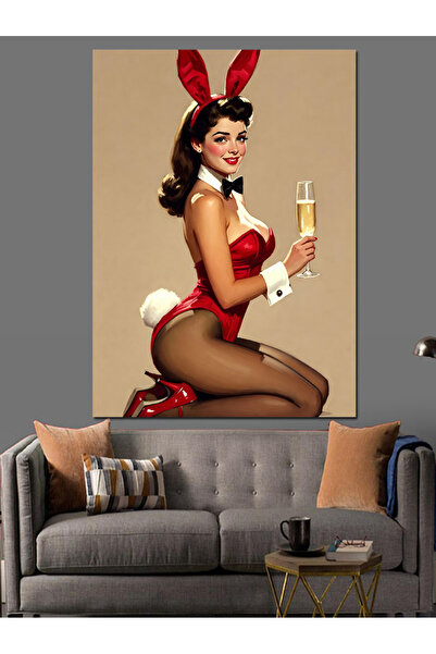 KanvasSepeti Tavşan Kulaklı Pictură în ulei de înaltă calitate texturat Canva...