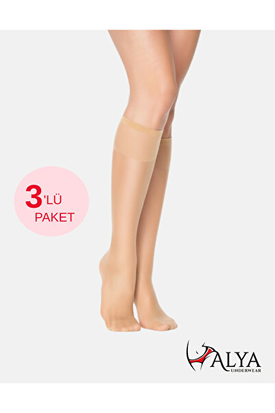 ALYA UNDERWEAR Women's Shiny Knee High Socks 15 Denier, Slim Fit