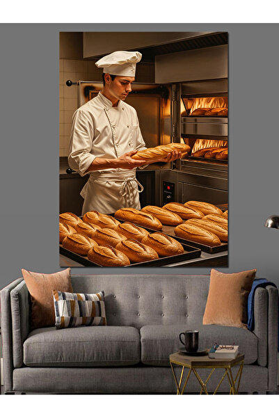 KanvasSepeti Şapcă cu pâine Pictură în ulei de înaltă calitate texturat Pânză...